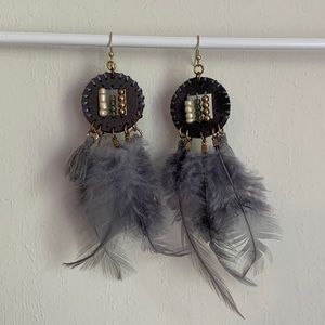 Brand New Feather Dangle Earrings made by me! Approx 3” in length